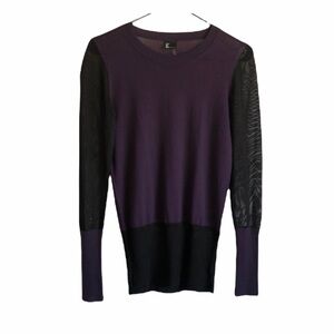 Love Token Wool Blend Purple Black Long Sheer Sleeve xs